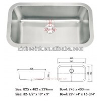 American Single Bowl Undermount Stainless Steel Kitchen Sink