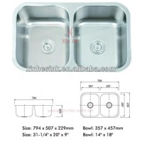 Double bowl Stainless Steel undermount sink