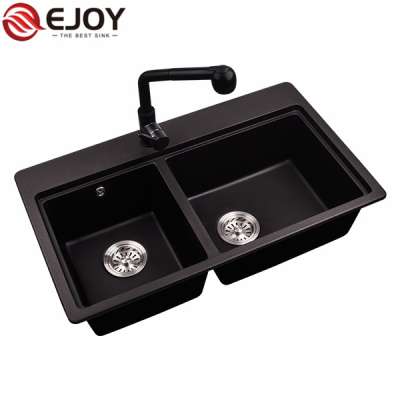 Ejoy High Quality Customized double bowl granite composite kitchen sink XW820