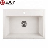 EJOY High Quality Customized quartz single bowl kitchen sink white composite granite sink family hotel restaurant use D6848